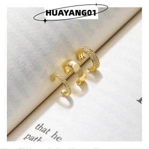 HUAYANG01 [HOT FASHION] ต่างหูเซอร์คอนคลิปหนีบน่ารักสำหรับผู้หญิงต่างหูแบบห่วงคล้องหูแบบไม่เจาะหูกระดูกอ่อนปลอมสำหรับเครื่องประดับแฟชั่น