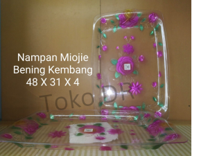 Nampan Segi Bening Kembang / Miojie / Akrilik