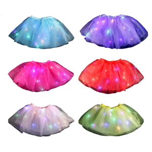 Girls LED Tulle Tutu Skirt Lovely Glowing Short Dress Ballet Performance Skirt Toddler Girls Dance Dresses Birthday Gift