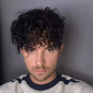 Foreign trade mens wigs black short curly hair chemical fiber headgear cross-border supply manufacturers spot wholesale Amazon wigs.