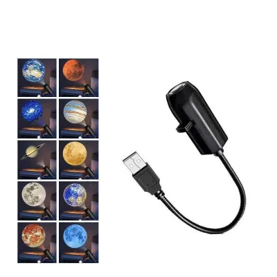 10 Pattern LED Moon Star Projector 360° Angle USB Planetarium Night Light for Bedroom Ceiling Art