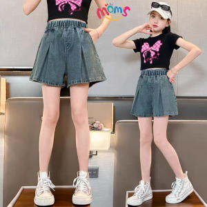 Trendy Denim Skort for Kids Girls 5-12 Years Old Korean Style Casual Plain Maong Palda Short Skirt for Girls