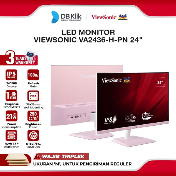 VIEWSONIC LED Monitor VA2436-H-PN 24" IPS FHD 100Hz 1ms AMD FreeSync ...