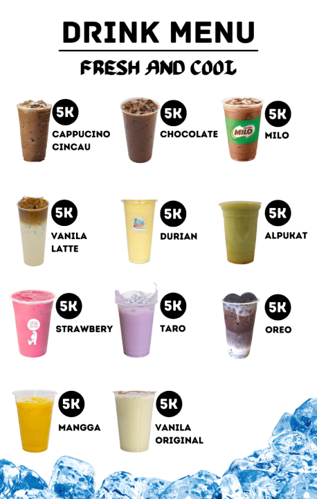 DAFTAR MENU JUALAN ES TEH / ES BOBA/ ES CAPCIN FREE DESAIN | Lazada