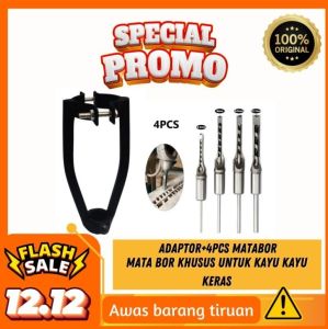 PAKET SET LENGKAP ADAPTOR DAN 4 PCS MATA BOR