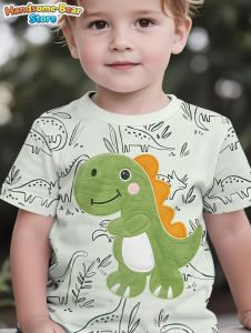 [Local Stock] VCC Boys Clothes Dinosaur Colorful Cartoon 3D Print Boys T-Shirt Summer Short Sleeve Tops O-Neck Outdoor Casual Childrens Clothing