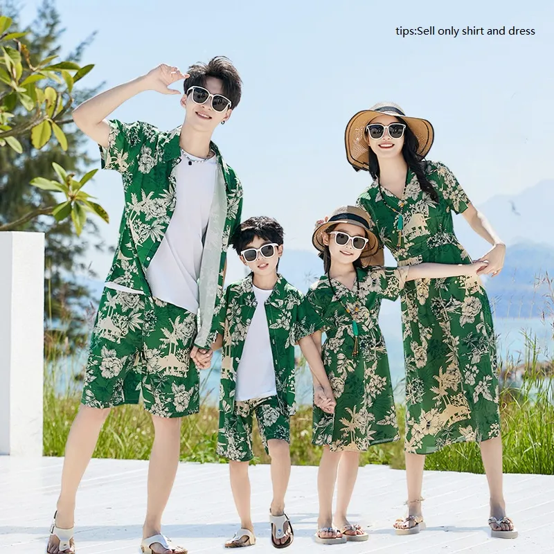 Family holiday Polo shirt dress Hawaiian boho beach outfit Christmas family matching outfit set 2024 family