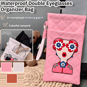 Personality Double Eyeglasses Organizer Bag Waterproof PU Automatic Closing  Sunglass Bag Organizer