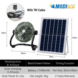 MODI Solar Fan 12 Inch Portable Desk Fan cooling fan Energy Saving Rechargeable Fan Outdoor Solar Fan Solar Kipas kipas Meja 太陽能風扇3 Year Warranty