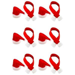Holiday Bottle Ornament Bundles 12PCS Nonwoven Fabric Scarves Hat Christmas Table Decors Safe Washable Party Essential