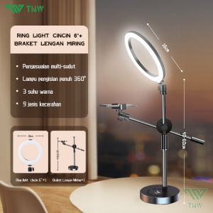 TNW Overhead Phone Stand + Led Ring Light Phone Holder Stand Holder Bracket 360° Lampu Fotografi untuk Shooting Video/Vlog/Live
