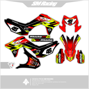 SM Racing Decal Stiker Honda CRF 150 L Trail Supermoto Full Body Warna Merah Putih Hitam Terbaru