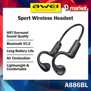 Awei A886BL Air Conduction Headset Sport Headset Wireless Headphone Sport Headphone Bone Conduction Awei Bluetooth Headset Bone Conduction Earphone