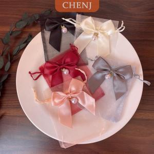 [COD] CHENJ ถุงของขวัญโบว์ผ้าโปร่งบาง25ชิ้นพร้อมเชือกผูกปากถุงใส่คุกกี้ลูกกวาดกระเป๋าเก็บเครื่องประดับของขวัญวันเกิดงานแต่งงาน