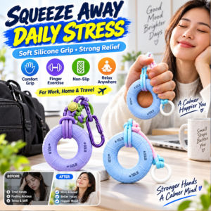 JMY Dual Intensity Silicone Grip Ring Hand Grip Strengthener Stress Relief Finger Exerciser Hand Trainer