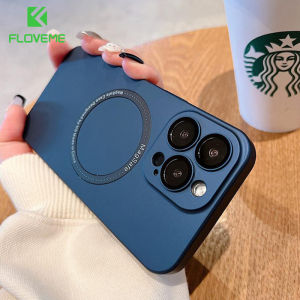 [With Lens Film] FLOVEME Ultra Thin Matte Phone Case For iPhone 14 13 12 Pro Max With Lens Film Magnetic Wireless Charging Matte Hard PC Slim Cover For iphone 13 12