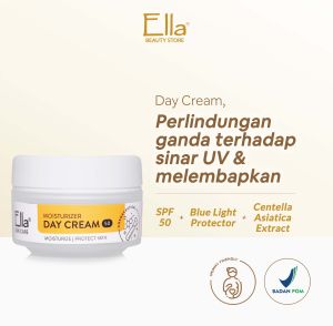 Ella Skincare Day Cream SPF 50 Moist with Ceramide NP - Untuk Kulit Super Kering Mampu Menutup Flek & Kemerahan