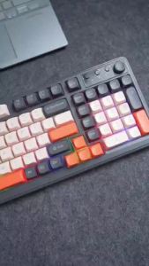 APAYADO KB98 Mechanical Feel Keyboard    98-Key Compact RGB    2000mAh Battery    PBT Keycaps    Volume Knob    2.4G/BT5.0/Type-C Triple Mode