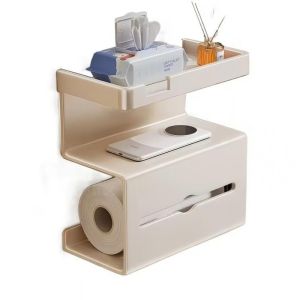 MLADEN Bathroom Tissue Holder Wall Mounted Toilet Paper Roll Storage Rack Punch-Free Waterproof