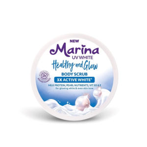MARINA UV White Body Scrub | Scrub Tubuh | 185ml | Bright & Fresh Healthy & Glow | Peel Peeling