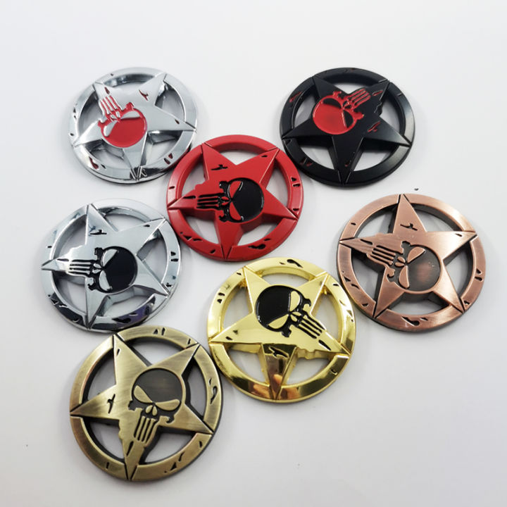 4 Stück Autoaufkleber Punisher Skull, Totenkopf Auto Sticker, 3D Metall