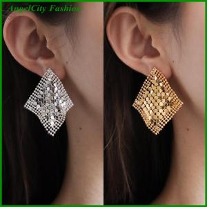 AngelCity Fashion Store Vintage Square Metal Mesh Earrings For Women Personality Exaggeration Jewelry Dangle Earrings Party Jewelry Accessories Gifts