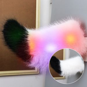 CHLOCH Colorful Lights Remote Control Electric Car Tail Rechargeable Fluffy Bicycle Wagging Moving Tail Cute Realistic Voice Control Fox Tail All Vehicles