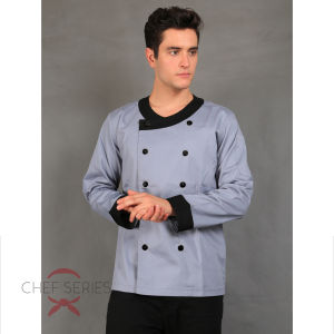 Chef Series Universal Tangan Panjang Baju Koki - Abu-abu