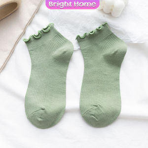 ถุงเท้าข้อจีบ สีพาสเทล สไตล์ญี่ปุ่น สำหรับผู้หญิง Women socks