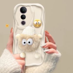 Phone Case VIVOV50Lite VIVO V50 Lite 5G 4G Stylish Three Dimensional Plush Coal Ball Couple Casing with Lanyard Lens Protection Shockproof Soft Cover