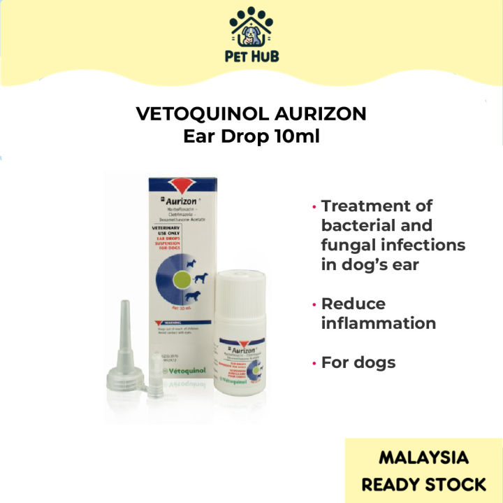 Vetoquinol Aurizon Ear Drops 10ml Ear Care For Dogs Otitis Externa ...