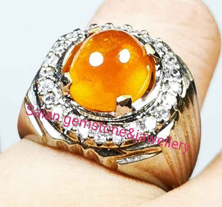 Batu Permata Yellow Orange Sapphire Cincin Padparadscha Lab