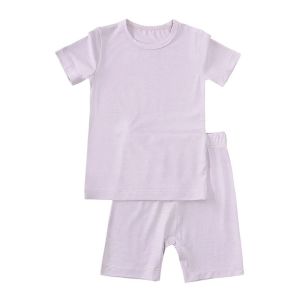 Bamboo Fiber Toddler Kids Pajamas Clothes Solid High Elasticity Breathable Sleepwear Set For 9M-7T Boy Girl Lounge Wear2026