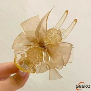 Seeko Bow Hair Bun Clip Rhinestones Ponytail Hair Clip High End Hairpin