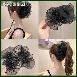 RAZIE BIN Mùa Hè Ngọt Ngào Lưới Vải Tuyn Lớn Bow Tóc Claw Clip Cho Phụ Nữ Màu Sắc Rắn Thanh Lịch Bowknot Đuôi Ngựa Clip Mới Phụ Kiện Mũ