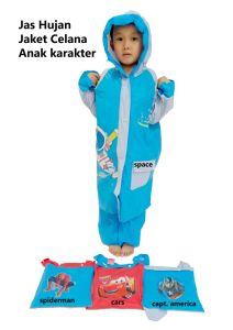Jas Hujan Anak Backpack Karakter Lucu Kuromi Spiderman Princess Cars Cinnamoroll Avenger Unicorn Astronot