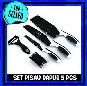 Set Pisau Dapur Multifungsi 5 Pcs - Tajam & Ergonomis dengan Peeler dan Peeler Bulat