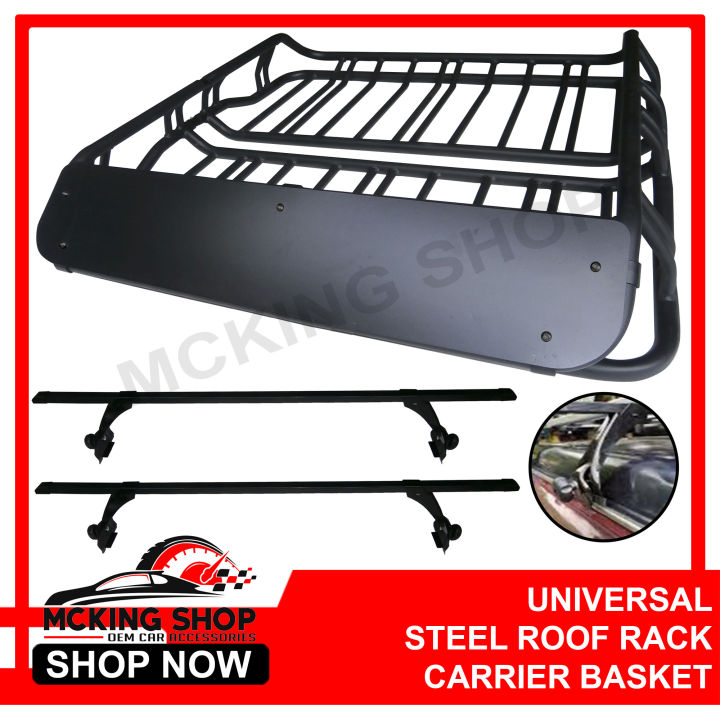 Universal Steel Roof Rack Roofrack Cargo Carrier Basket Top Load  Topload 38x38 inches (Black)GUTTER TYPE CROSSBAR Lazada PH