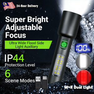 🔥24H Ship 🔥100000 Lumens LED Flashlight Type-C Rechargeable Waterproof Super Bright Torch Light Lampu Suluh Terang 防水 可充电 强光手电筒