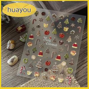 huayou Cute Christmas Snowman Christmas Tree Santa Claus Nail Stickers Kawaii Art Stickers DIY New Year Accessories Manicure Decals