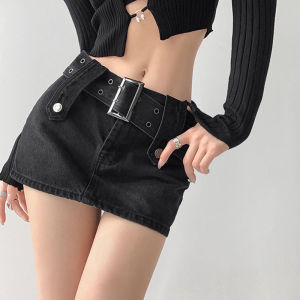 Spice Girls Legs Long Denim Hip Wrap Skirt Design Feels Slim and Versatile False Two Piece Lining Skirt Women