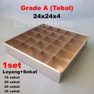Loyang brownies sekat 24x24x4 cm grade A Cetakan brownies Loyang sekat brownies