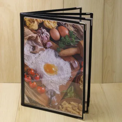 FANTASY Transparent Cover Menu Book with 4 pages 8 faces Menu holder Menu Jacket Menu Clip Menu stand Menu board Advertising Display book Contract Folder Hold menu Wine list Recipe Restaurant supplies Loose-leaf PVC Standard A4