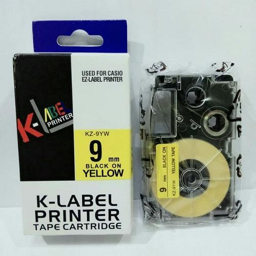 Casio K-Label Tape Cartridge for Casio EZ 'Label Printer Black Ink on  Yellow KuningTape 9mm mm Tape KZ-9YW