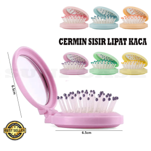 UC88 Cermin Sisir Bulat Lipat Kaca Ala Korea Sisir Compact 2IN1 Serbaguna