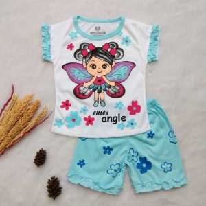 SETELAN KAOS ANAK PEREMPUAN 1 - 6 TAHUN RUFFLE MODEL TANGAN KERUT