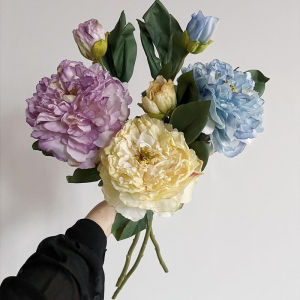48CM Buket Bunga Peony Palsu Dekorasi Pernikahan Rumah Bunga Plastik Buatan