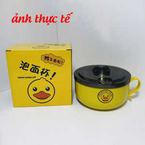 Tô ăn Mì Bát Inox Có Nắp Đậy Họa Tiết Vịt Vàng Bắt Mắt - Ca Mì Vịt Vàng Có Nắp Kê Điện Thoại Giá Rẻ Ca Ăn Mì Cao Cấp Tramanhshop