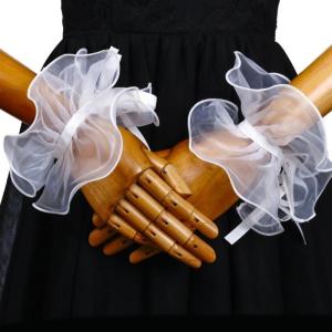 Renaissances chú hề Cổ áo giả Trắng Organza xù cổ Cuff và Faux tay áo còng cho masquerades và ăn mặc tổ chức sự kiện