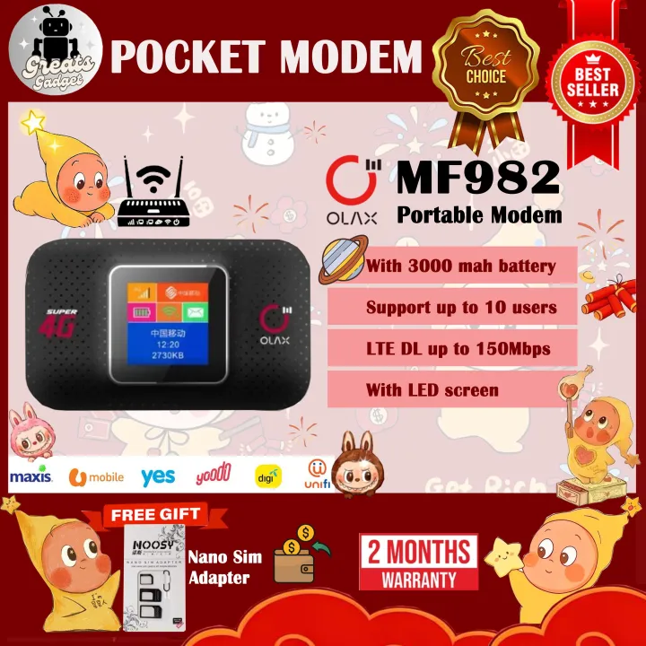 OLAX MF982 Portable 4g Routers Wifi Hotspot With Sim Card Slot 300Mbps With 3000mah battery_Car mobile_TRAVEL modem wifi_Pocket Modem MF982 by OLAx Portable